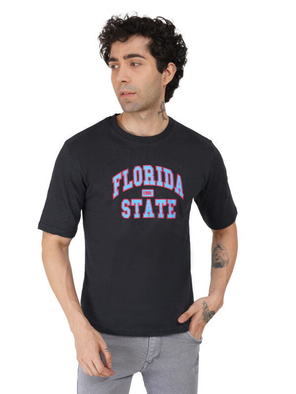 Round Neck Drop Shoulder Black t-Shirt - Image 2