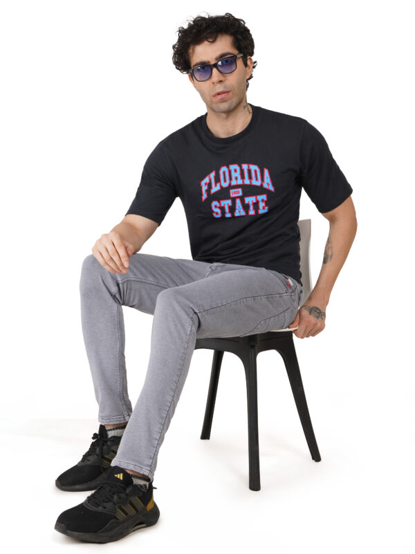 Round Neck Drop Shoulder Black t-Shirt - Image 7
