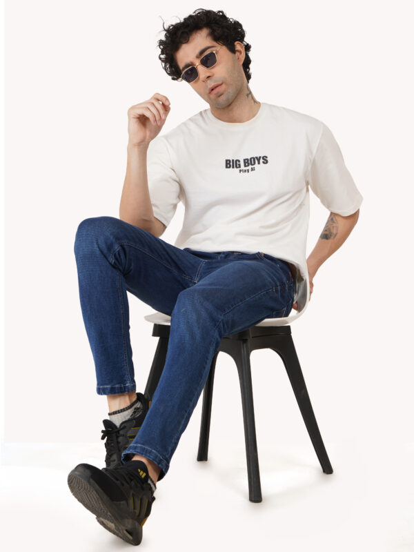 Round Neck Drop Shoulder White t-Shirt - Image 7