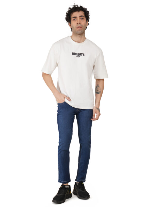 Round Neck Drop Shoulder White t-Shirt - Image 6