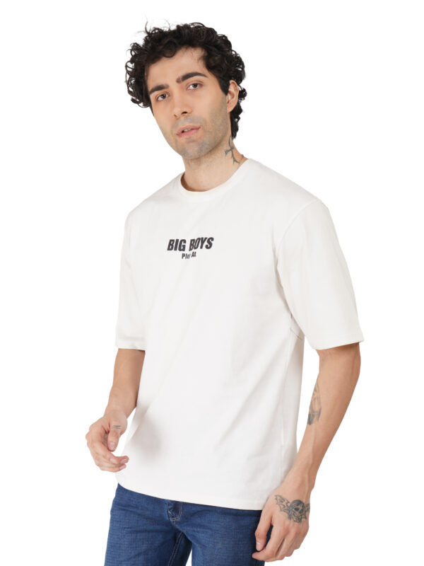 Round Neck Drop Shoulder White t-Shirt - Image 2