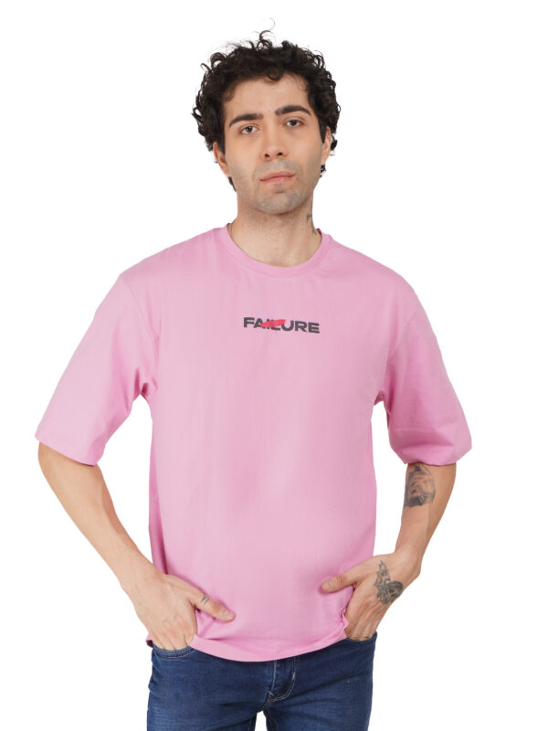 Round Neck Drop Shoulder Elegant Pink t-Shirt - Image 3