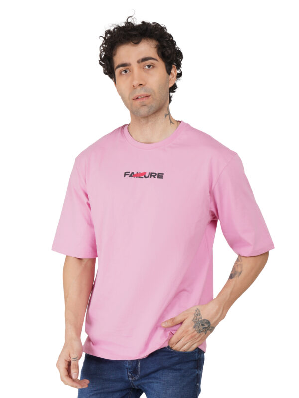 Round Neck Drop Shoulder Elegant Pink t-Shirt
