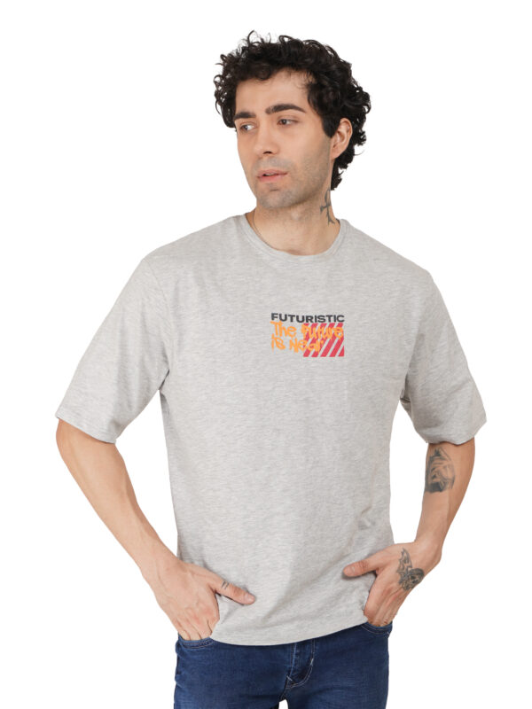 Round Neck Drop Shoulder Matty Grey t-Shirt - Image 3