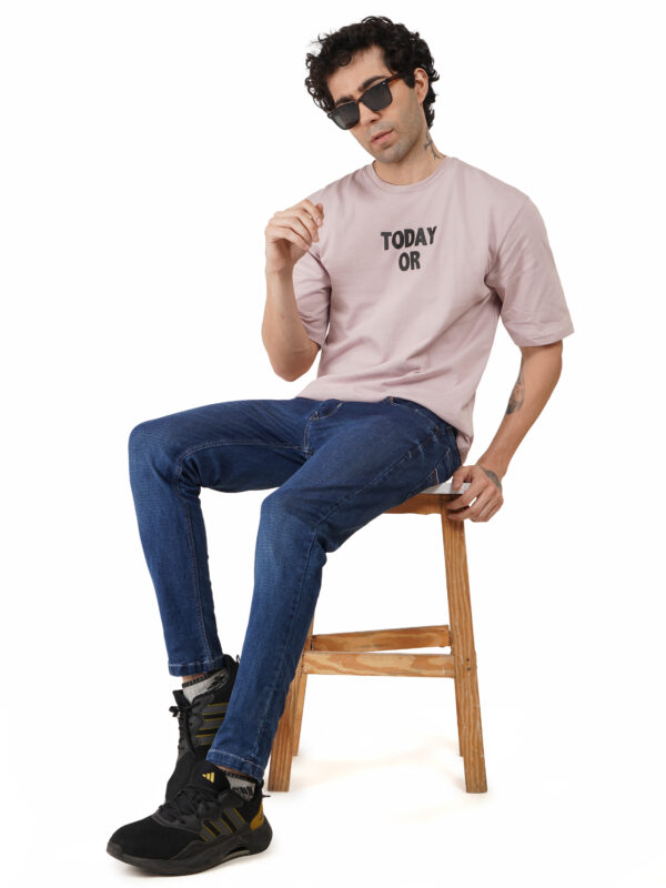 Round Neck Drop Shoulder Sea Pink t-Shirt (today or never) - Image 2