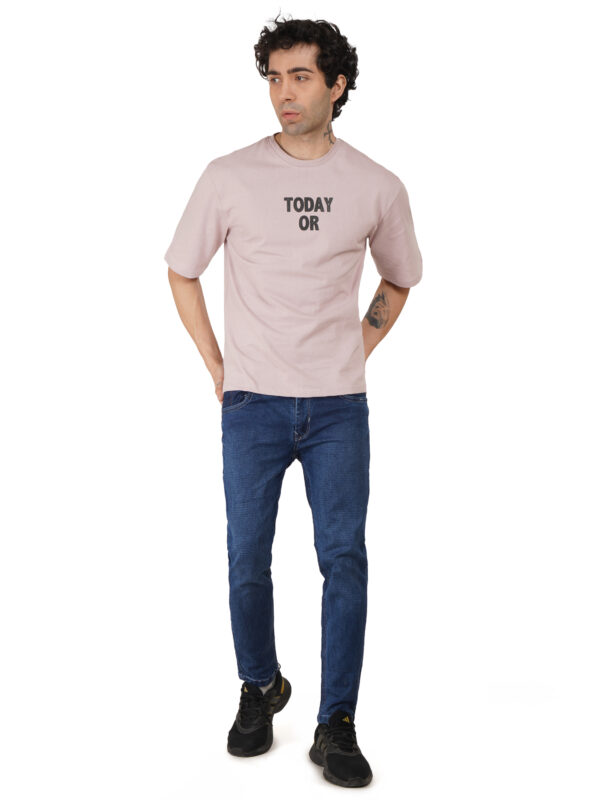 Round Neck Drop Shoulder Sea Pink t-Shirt (today or never) - Image 3