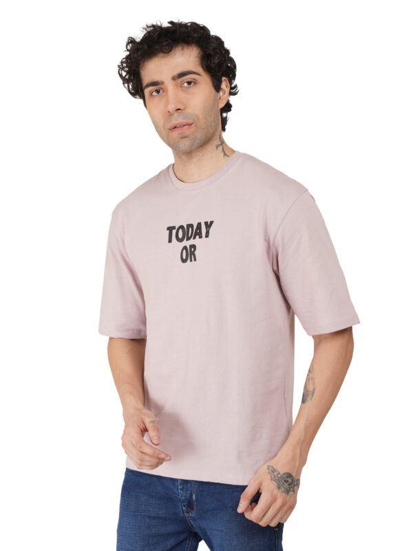 Round Neck Drop Shoulder Sea Pink t-Shirt (today or never) - Image 5