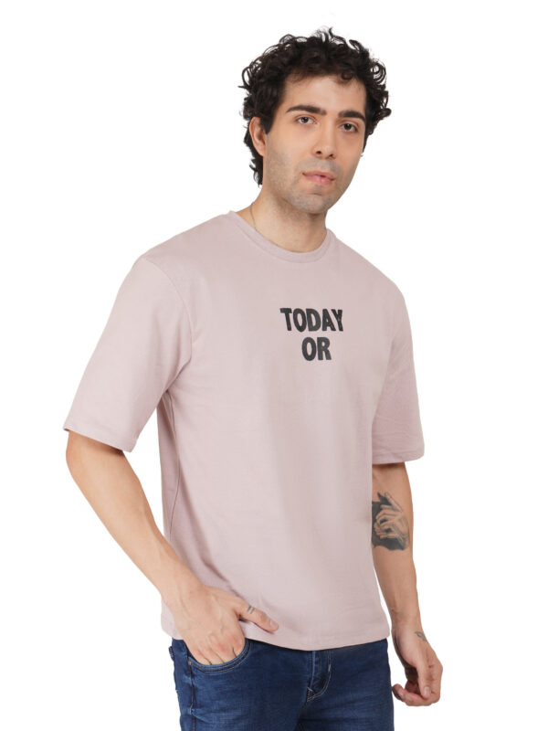 Round Neck Drop Shoulder Sea Pink t-Shirt (today or never) - Image 6