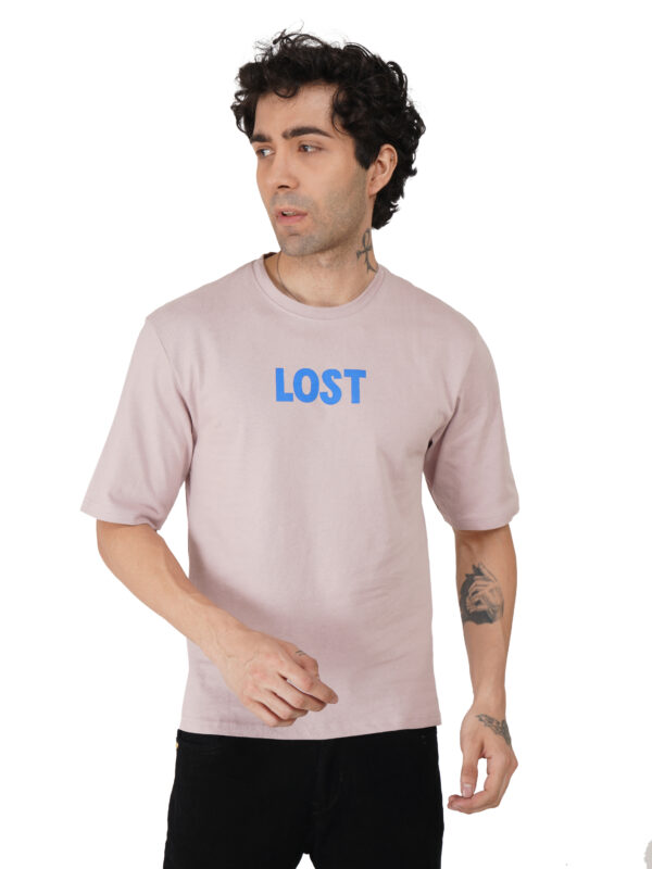 Round Neck Drop Shoulder Sea Pink t-Shirt (lost)